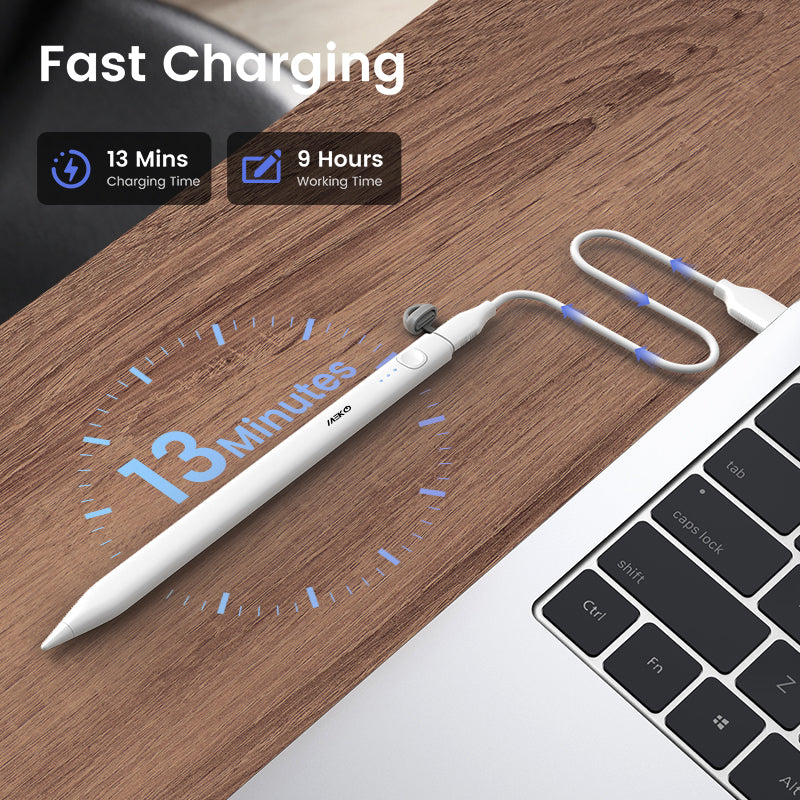 Flat fast charging active pen